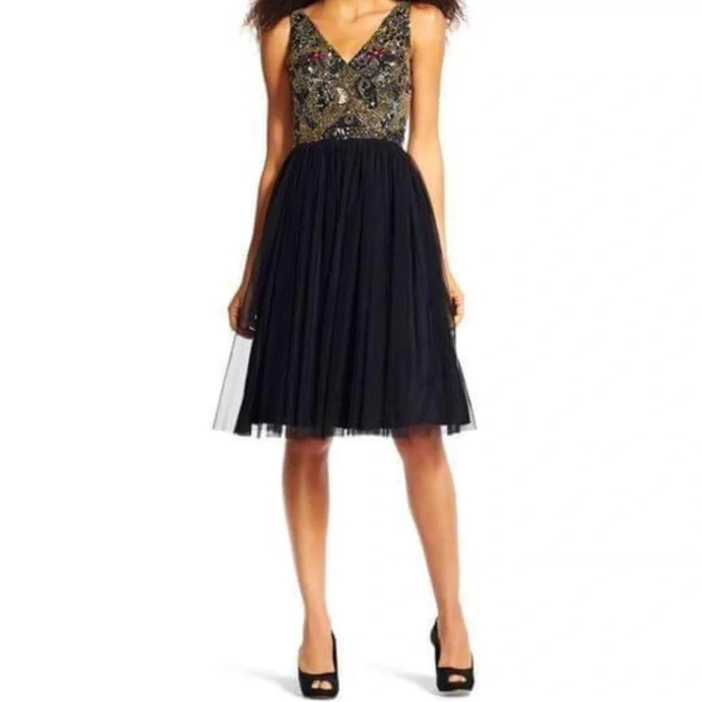 Adrianna Papell Short Sleeveless Cocktail Party Dress Size 12 - Picture 1 of 10